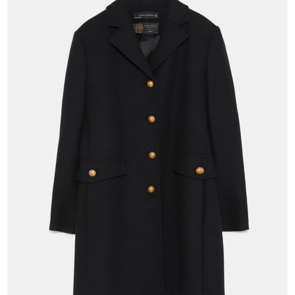 Zara Manteco Premium Wool Blend Coat Gold Buttons - Picture 2 of 9